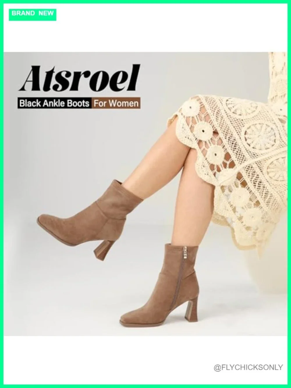 Women's Square Toe Chunky Heel Ankle Boots Side Zip Booties
